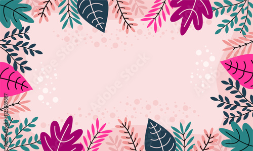 Flat abstract floral leaves background