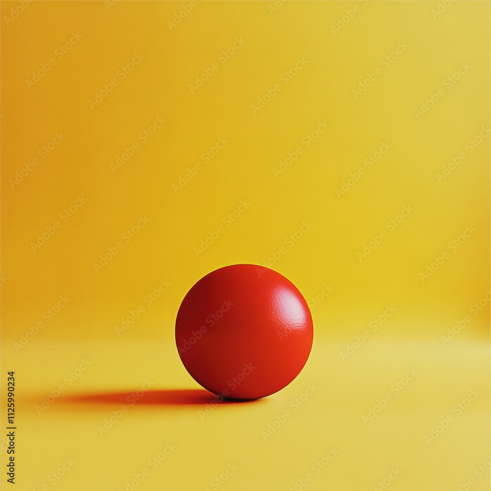 vibrant red sphere on a bright yellow background vibrant red sphere on a bright yellow background