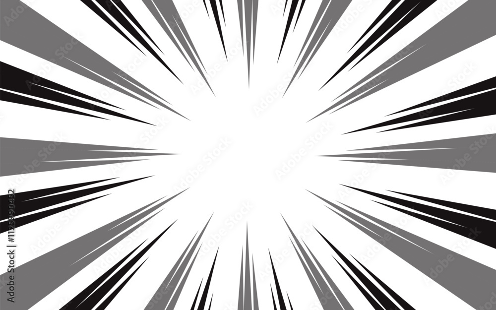 Obraz premium Manga radial focus speed lines for comic effect. Motion and action focused flash strips for anime comic books. Vector background illustration.