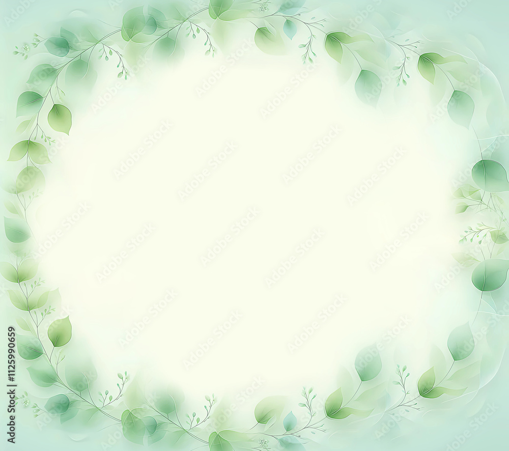 Green leaves on a green background. Frame made of leaves. Banner. Generated AI Green leaves on a green background. Frame made of leaves. Banner. Generated AI