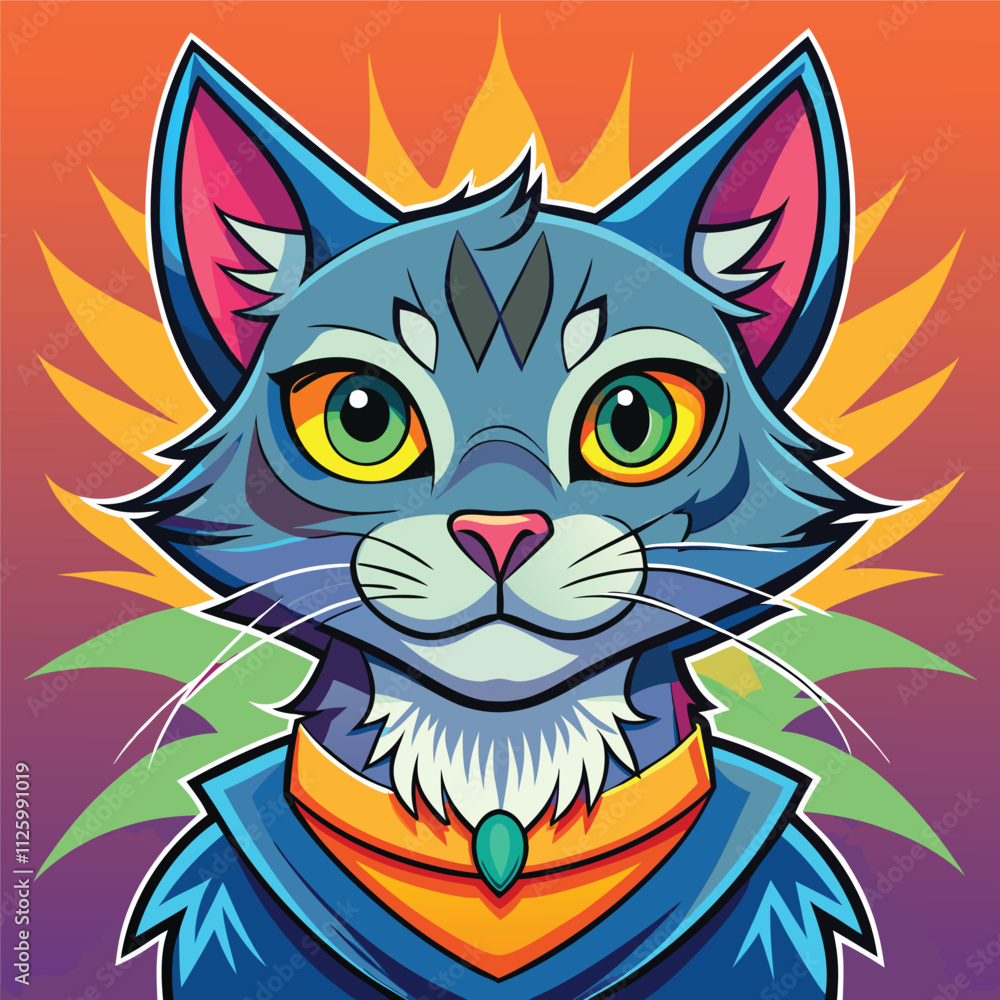 Fototapeta premium illustration of a cat cartoon vector isolated in white background