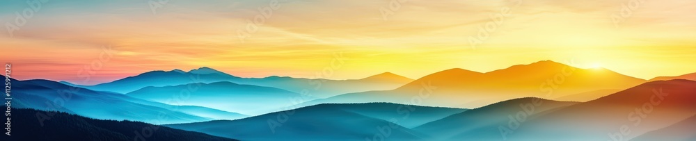A beautiful mountain range with a bright sun in the sky A beautiful mountain range with a bright sun in the sky