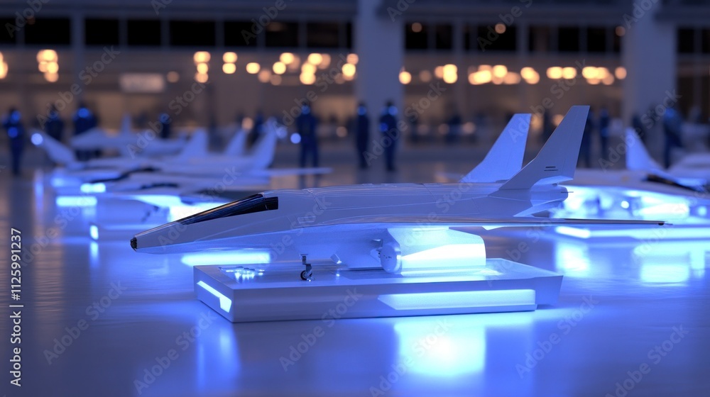 Obraz premium Advanced Fighter Jet Model Displayed In Modern Setting