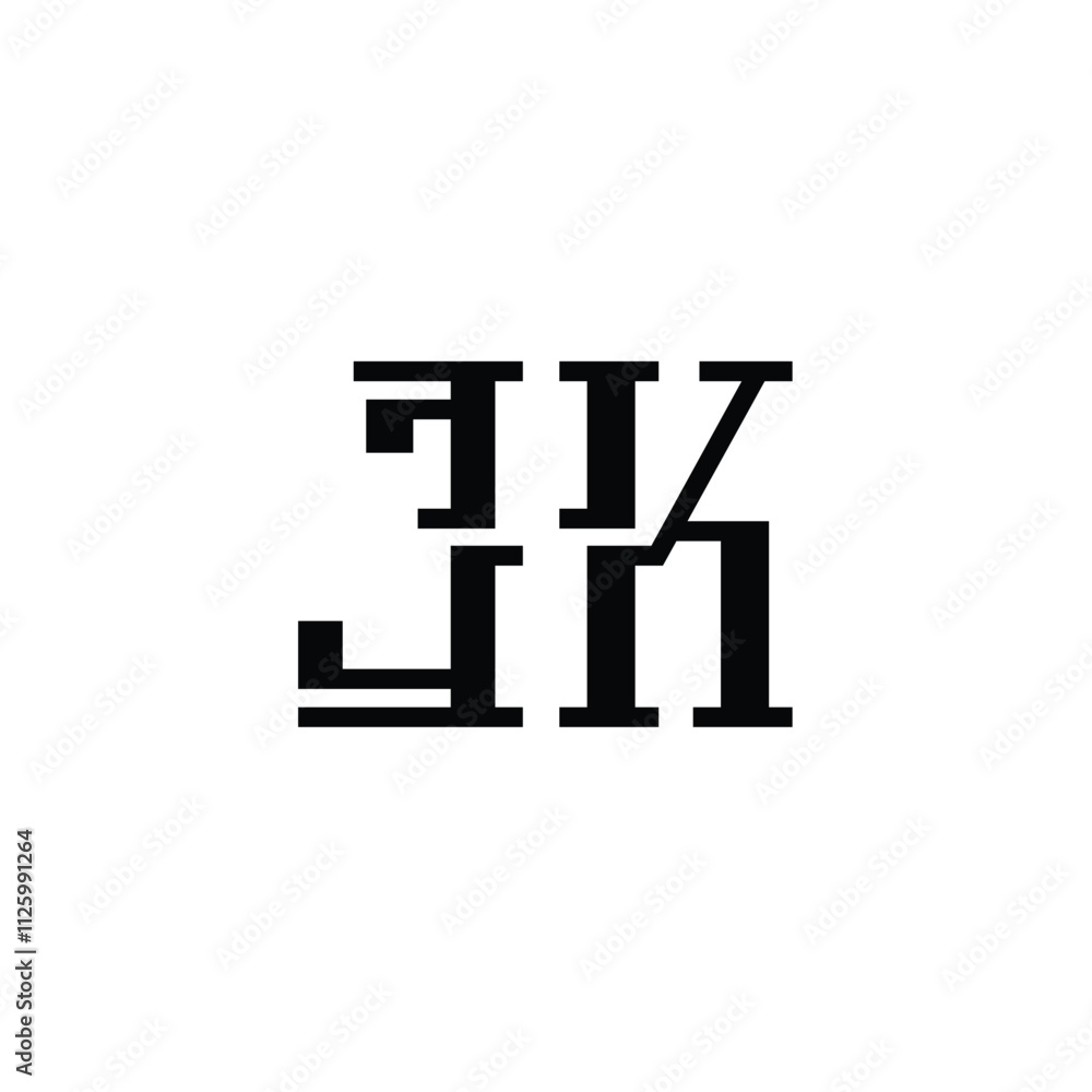 Obraz premium JK monogram logo design letter text name symbol monochrome logotype alphabet character simple logo