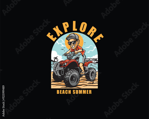 Explore Beach summer illustration
