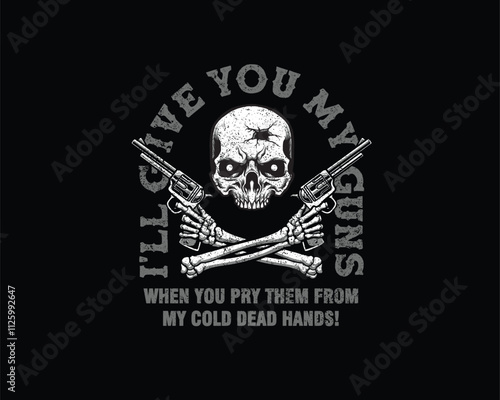 skull cross bone gun illustration