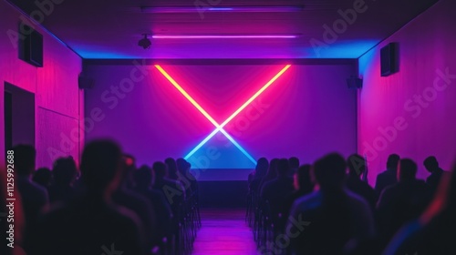Wallpaper Mural Neon Lights Illuminate Audience In Dark Room Torontodigital.ca
