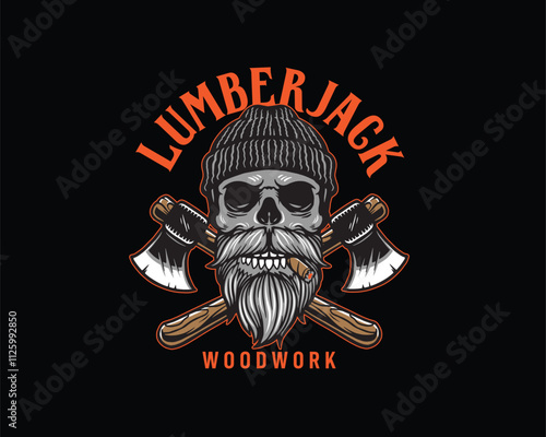 Skull Lumberjack mascot logo