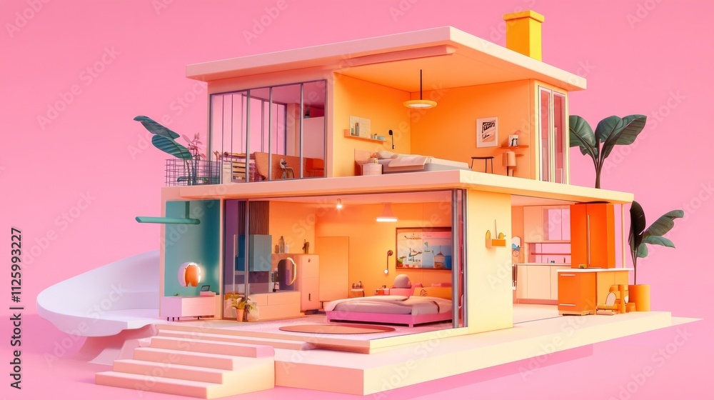 Modern Pastel Two Story Dream House Design Modern Pastel Two Story Dream House Design