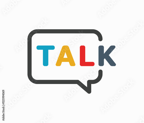 Talk lettering letter mark on chat bubble logo