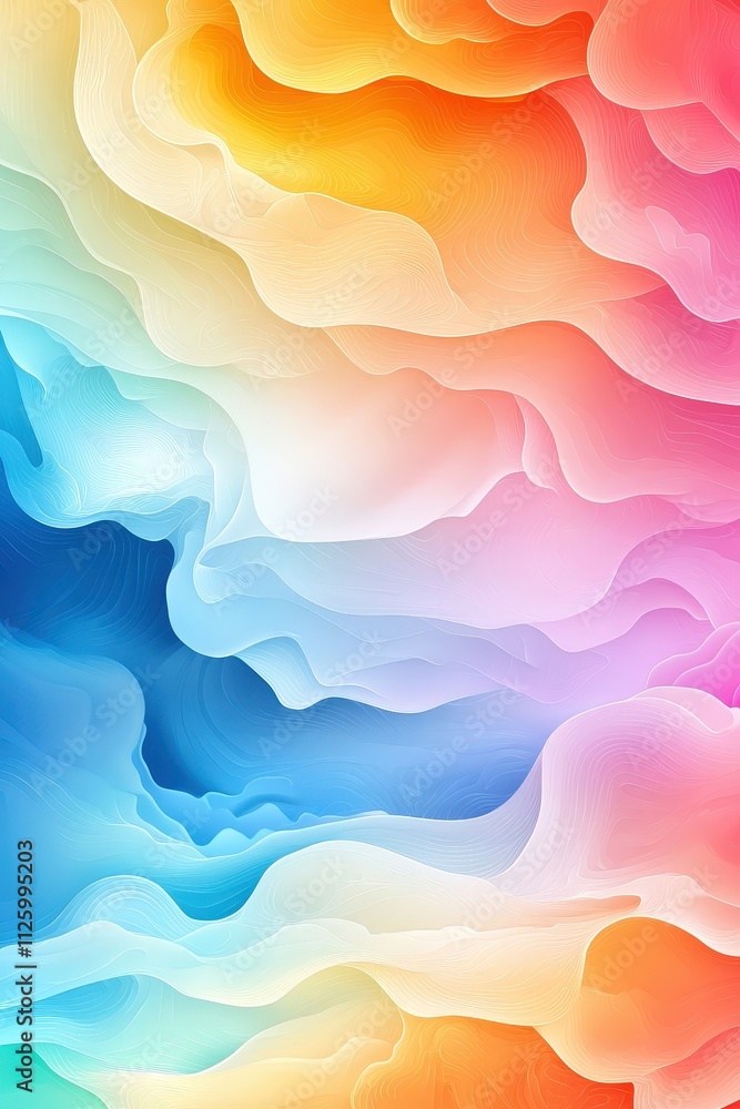 A colorful, abstract painting with a rainbow of colors A colorful, abstract painting with a rainbow of colors
