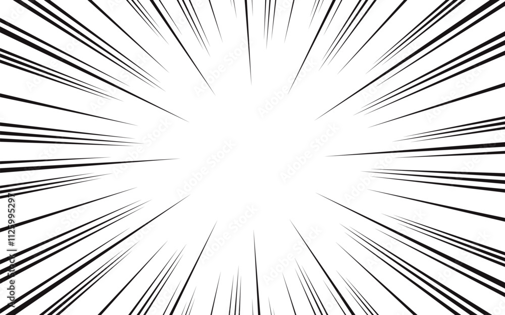 Obraz premium Comic book action lines. Speed ​​line Manga frame. Cartoon background. Black and white vector illustration