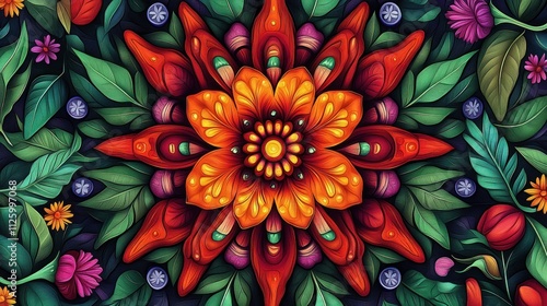 Vibrant Floral Mandala: A Symphony of Colors and Intricate Details