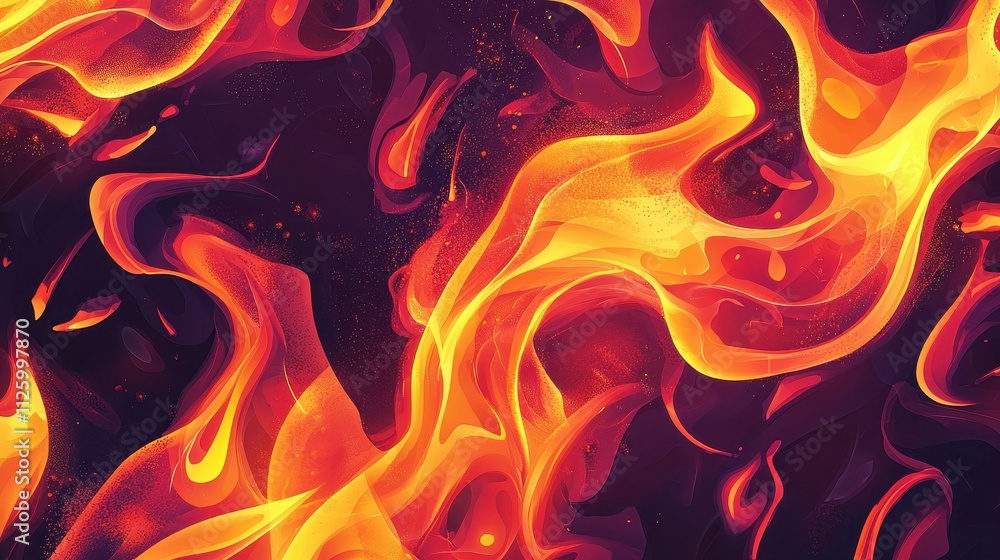 Abstract Illustration of Swirling Fire and Heat with Vibrant Colors in a Dark Background Abstract Illustration of Swirling Fire and Heat with Vibrant Colors in a Dark Background