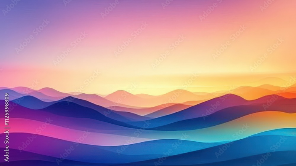 A beautiful mountain range with a colorful sky in the background A beautiful mountain range with a colorful sky in the background