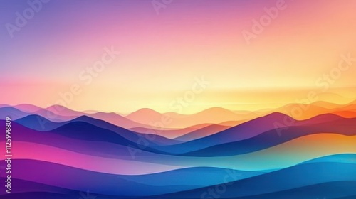 A beautiful mountain range with a colorful sky in the background