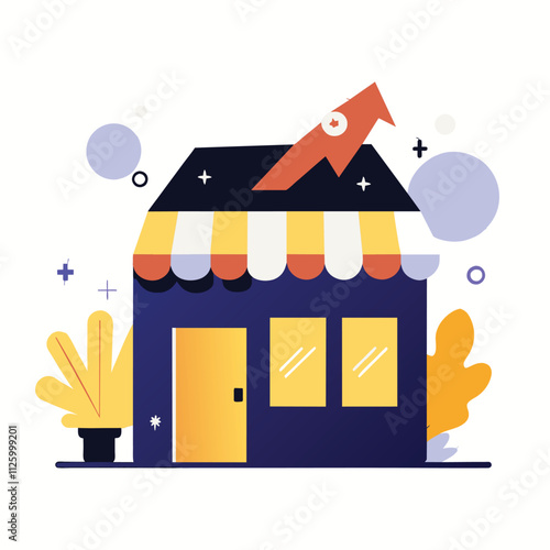 Growing Business Concept Successful Shop Illustration