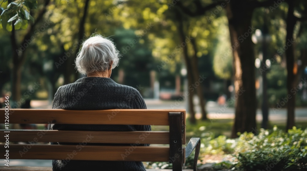 back of view of lonely old woman sitting by her selves at nursing background back of view of lonely old woman sitting by her selves at nursing background