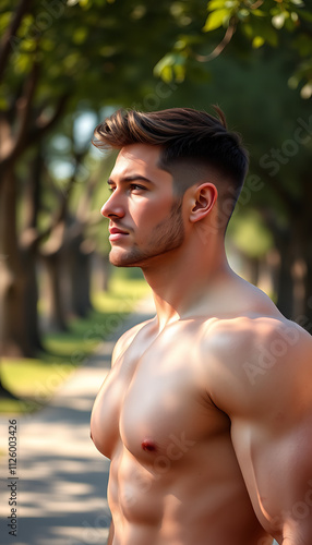 man walking in the park photo