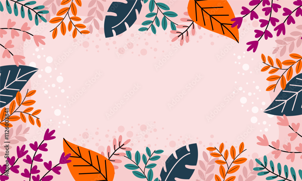 Obraz premium Flat abstract floral leaves background