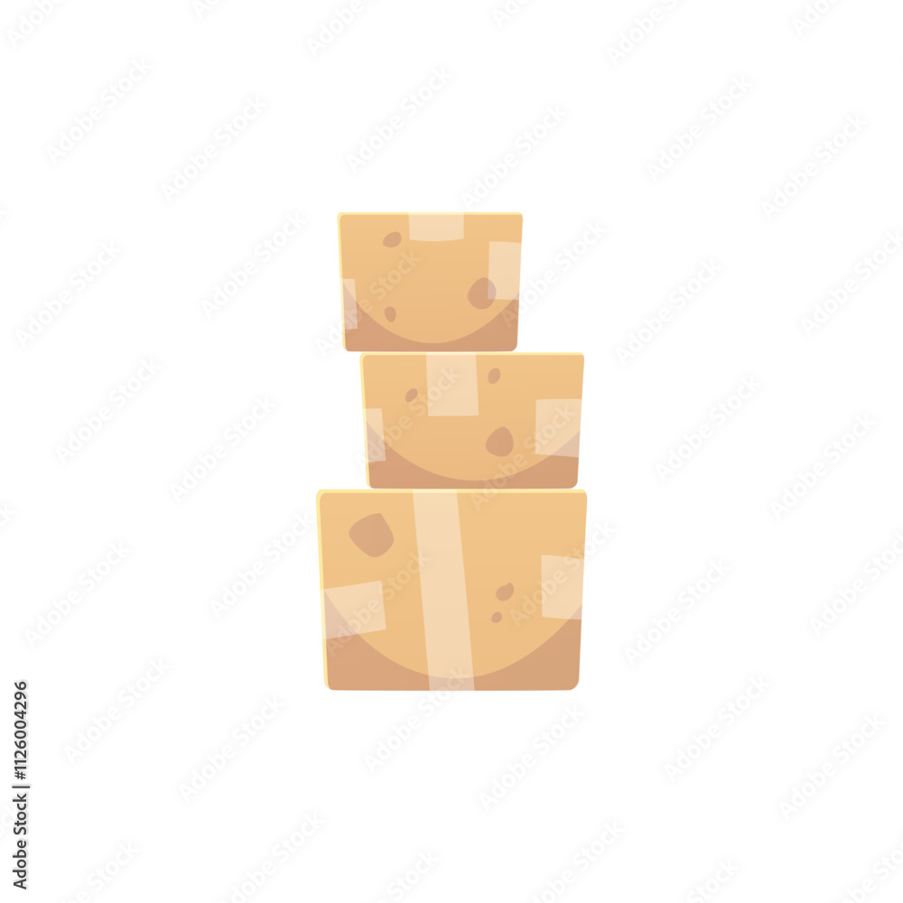 Obraz premium Vector illustration of closed cardboard boxes standing one on top of another.