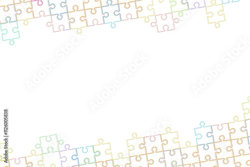 パズルの形をしたワイヤーフレームが繋がり右上に伸びるフレーム