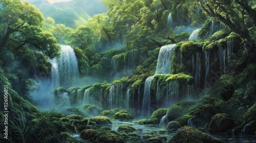 Enchanted Waterfall Oasis: A Serene Escape into Lush Nature