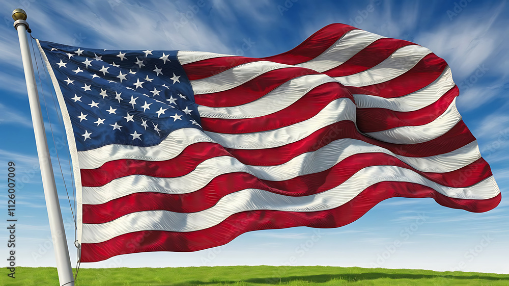 Obraz premium Illustration of the USA national flag
