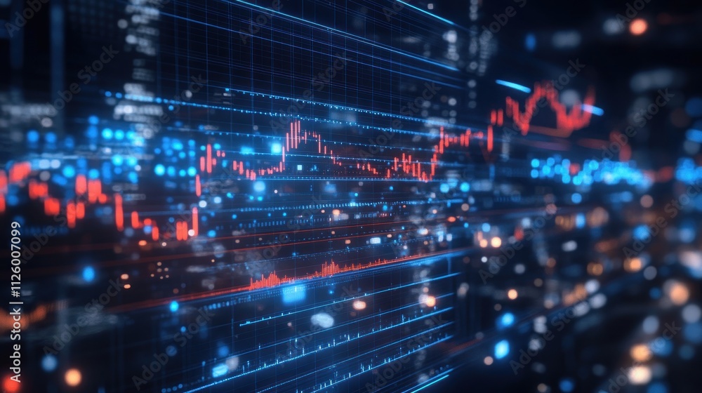 Obraz premium Abstract Digital Data Visualization Showing Financial Charts