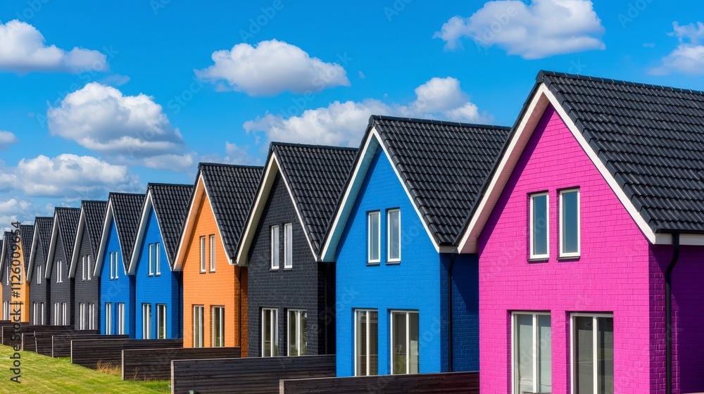 Colorful Modern Row Houses Suburban Dream Homes New Construction Real Estate Colorful Modern Row Houses Suburban Dream Homes New Construction Real Estate