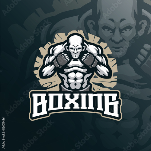 Boxing mascot logo design vector with modern illustration concept style for badge, emblem and t shirt printing. Boxing man illustration.