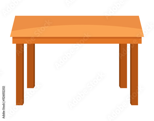 Long wooden table furniture clipart flat illustration