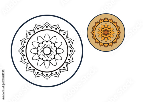 A detailed plate-design mandala coloring page featuring intricate geometric patterns, floral motifs, and symmetrical designs perfect for relaxation and creative expression.