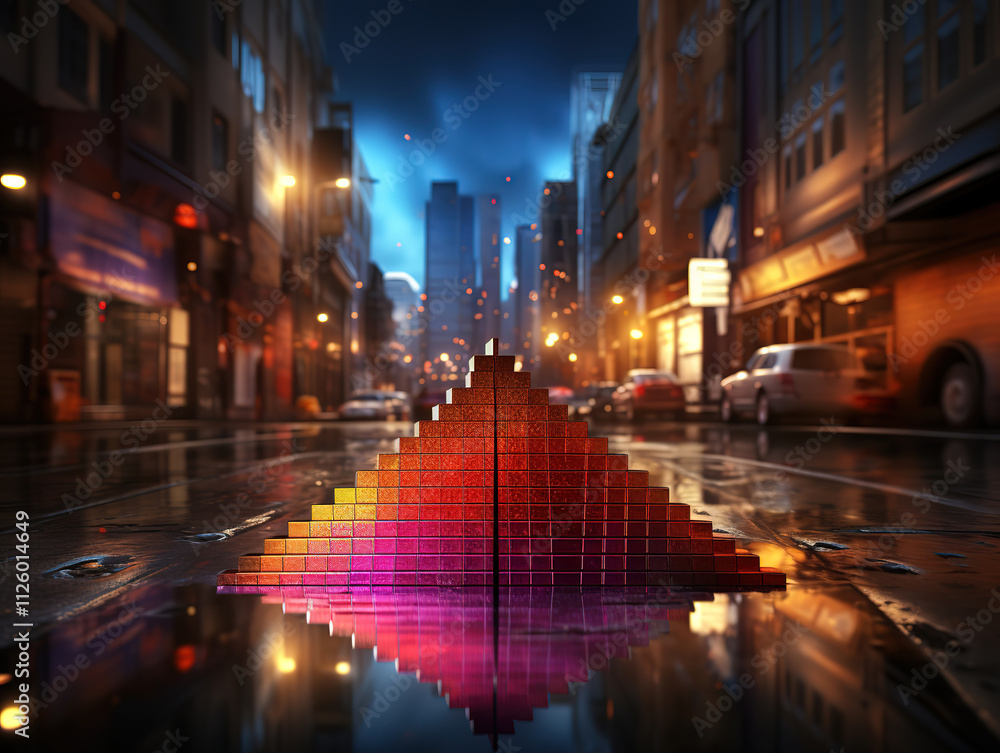 3D render of economic recession with downward arrow and bar chart illustration 3D render of economic recession with downward arrow and bar chart illustration