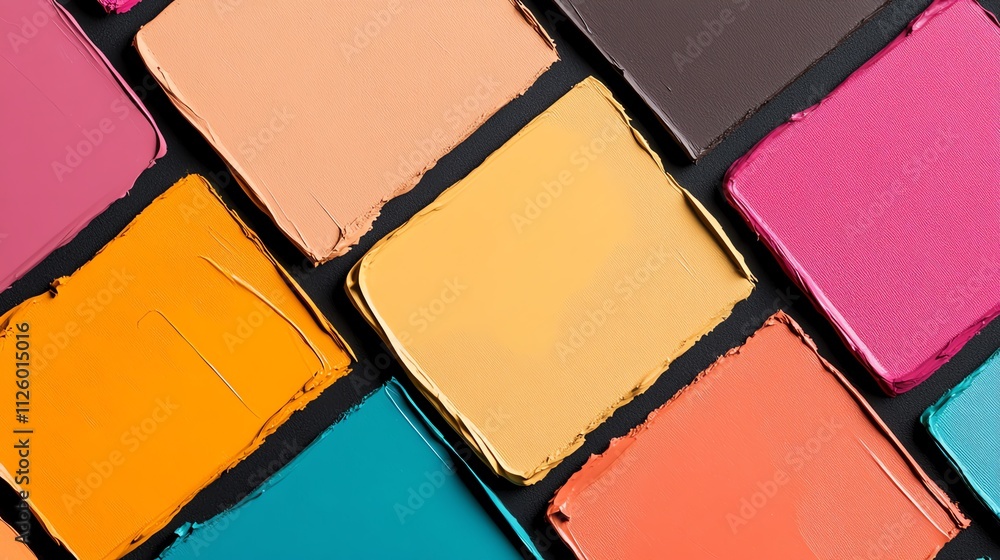 Fototapeta premium Body painting palette with vibrant and metallic color blocks