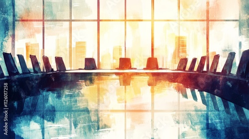Warm Light Corporate Meeting Room Illustration