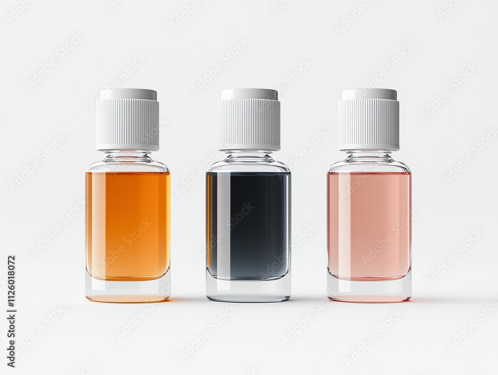 Travelsized shimmer oil bottles with minimalist aesthetics Travelsized shimmer oil bottles with minimalist aesthetics