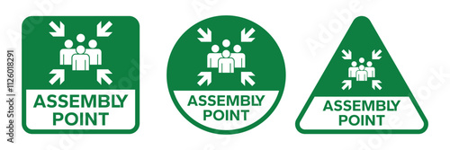 Emergency assembly point sign. Assembly point sign symbol vector illustration isolated on white background.	