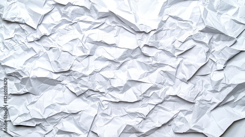 Fototapeta premium Crumpled White Paper Texture Background Design Abstract