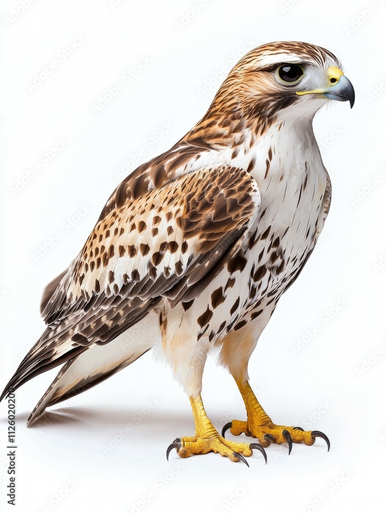 A bird with a yellow beak and brown and white feathers A bird with a yellow beak and brown and white feathers