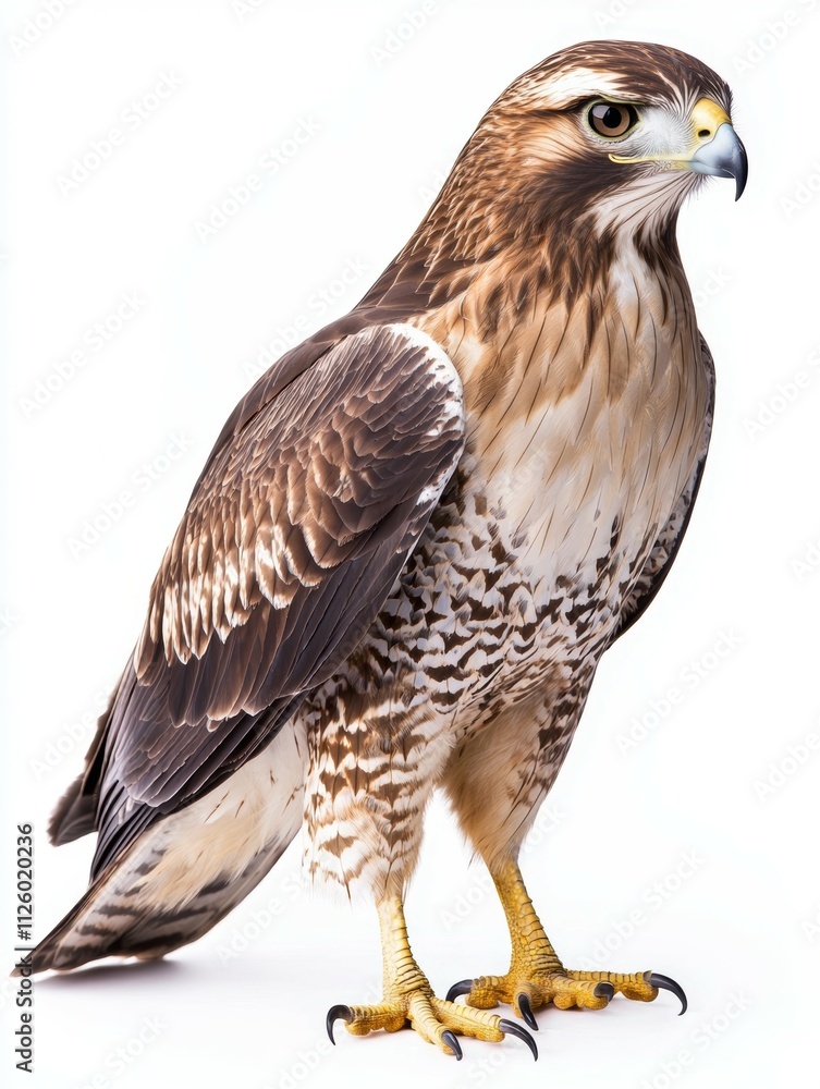 A large brown and white bird with a yellow beak A large brown and white bird with a yellow beak