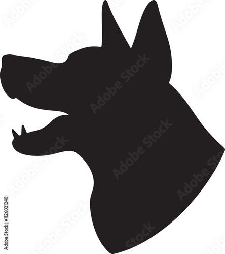 Aggressive dog head illustrations with bared teeth, detailed vector illustration. Ferocious canine faces black and white, powerful expressions and sharp fangs.