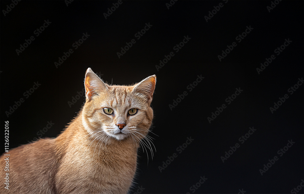 Obraz premium Cat in shadow with aesthetic hard flash lighting