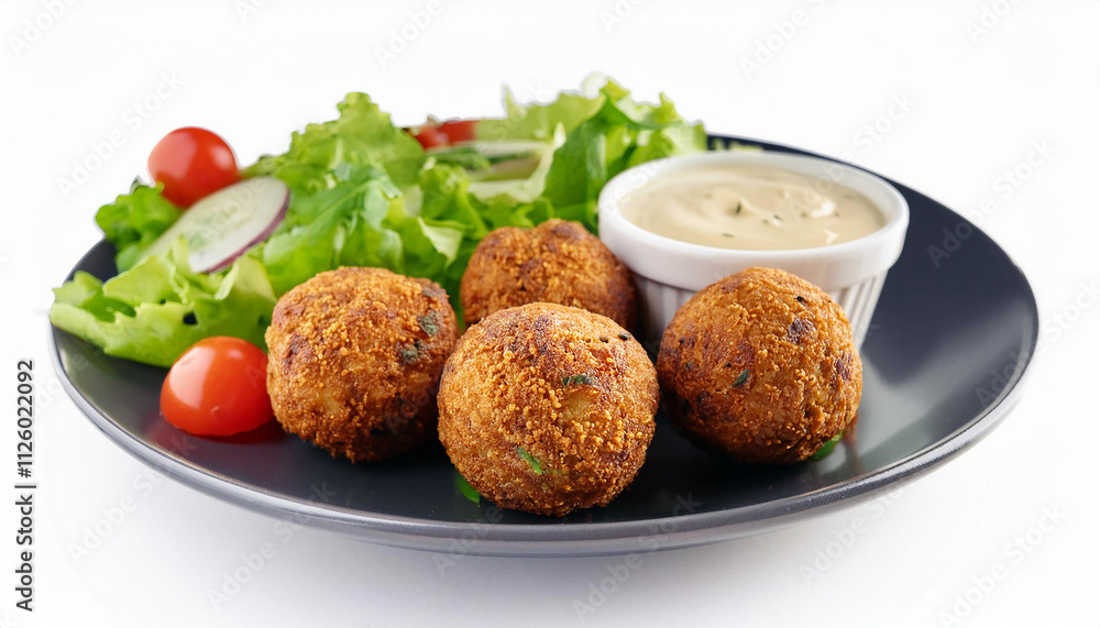 Delicious Falafel Bites with Fresh Salad and Creamy Dip Delicious Falafel Bites with Fresh Salad and Creamy Dip