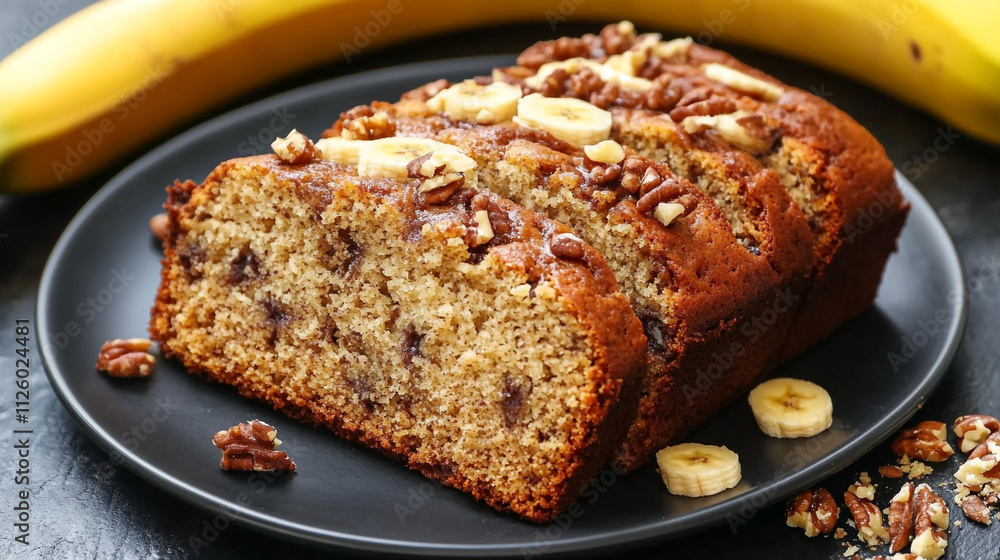 Moist Banana Bread with Oats and Bananas. A perfectly moist banana bread enriched with oats and crowned with fresh banana slices for extra texture Moist Banana Bread with Oats and Bananas. A perfectly moist banana bread enriched with oats and crowned with fresh banana slices for extra texture