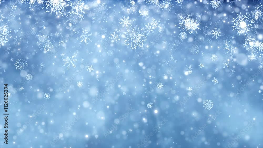 This stock motion graphic shows falling snowflakes surrounded by sparkling particles. This stock motion graphic shows falling snowflakes surrounded by sparkling particles.