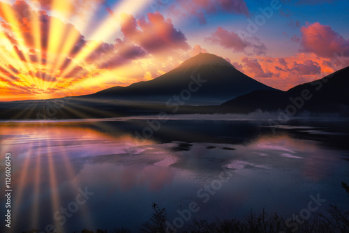 富士山の美しい日の出風景