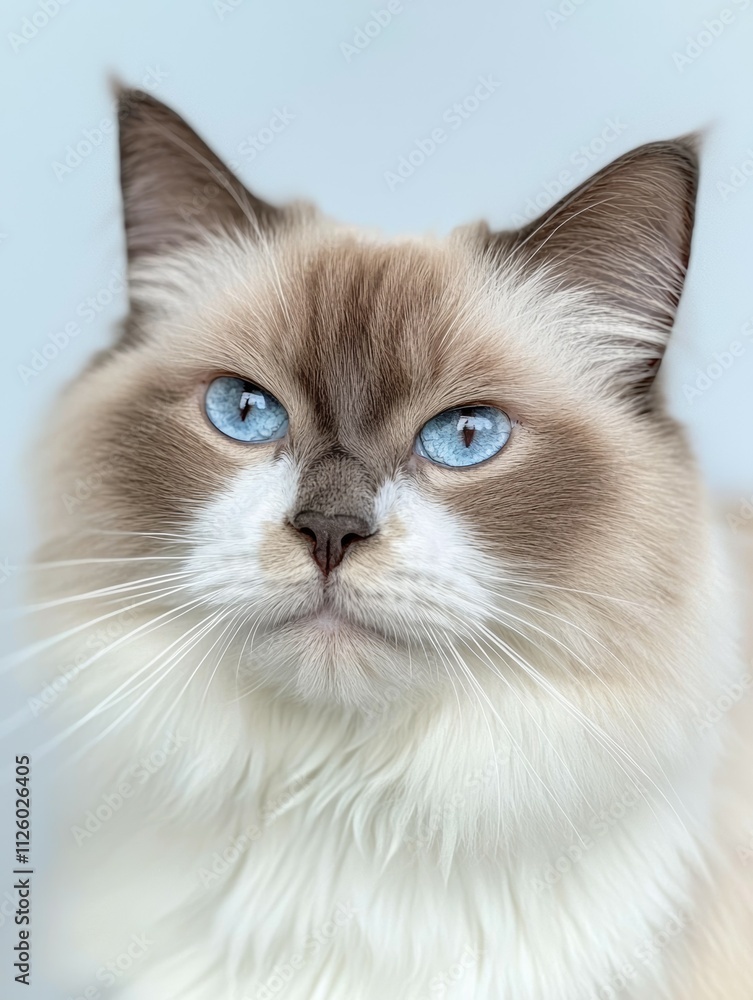 A cat with blue eyes and white fur A cat with blue eyes and white fur