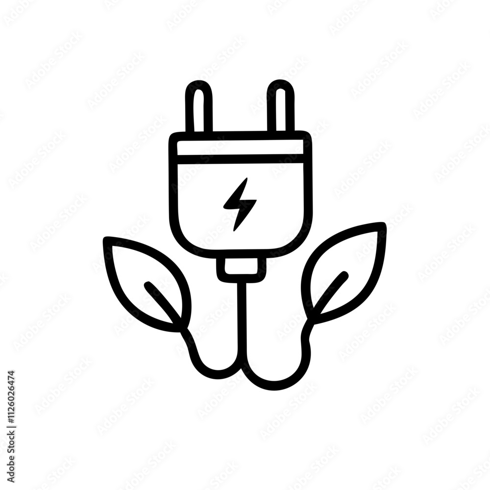 Eco Friendly Energy icon line art outline Eco Friendly Energy icon line art outline