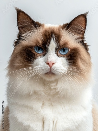 A cat with blue eyes and white fur